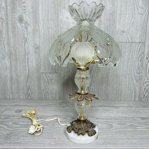 Vintage catco Italian cut glass regency style lamp w/ marble base made in Italy